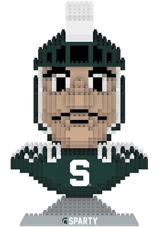 Green Michigan State Spartans 3D Mascot Bust Toy Building Blocks