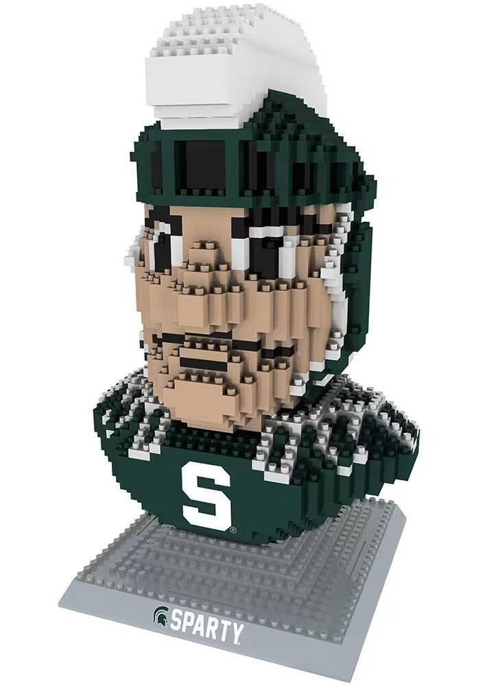 Green Michigan State Spartans 3D Mascot Bust Toy Building Blocks