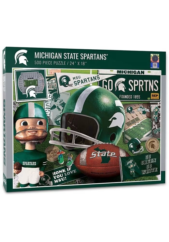 Green Michigan State Spartans 500 Piece Retro Puzzle