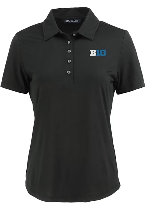 Womens Big Ten Black Cutter and Buck Coastline Eco Short Sleeve Polo Shirt