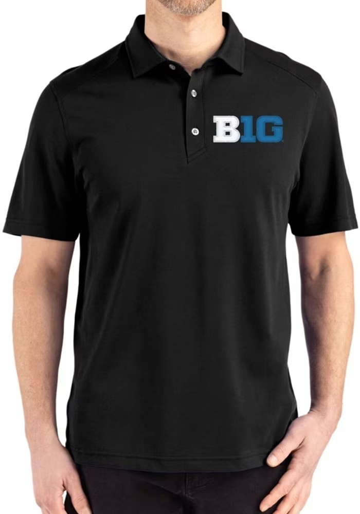 Big Ten Black Cutter and Buck Advantage Refresh Pique Big and Tall Polo