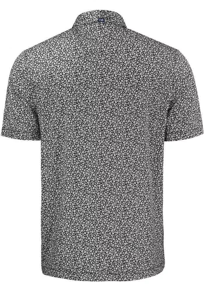 Big Ten Black Cutter and Buck Pike Flora Big and Tall Polo