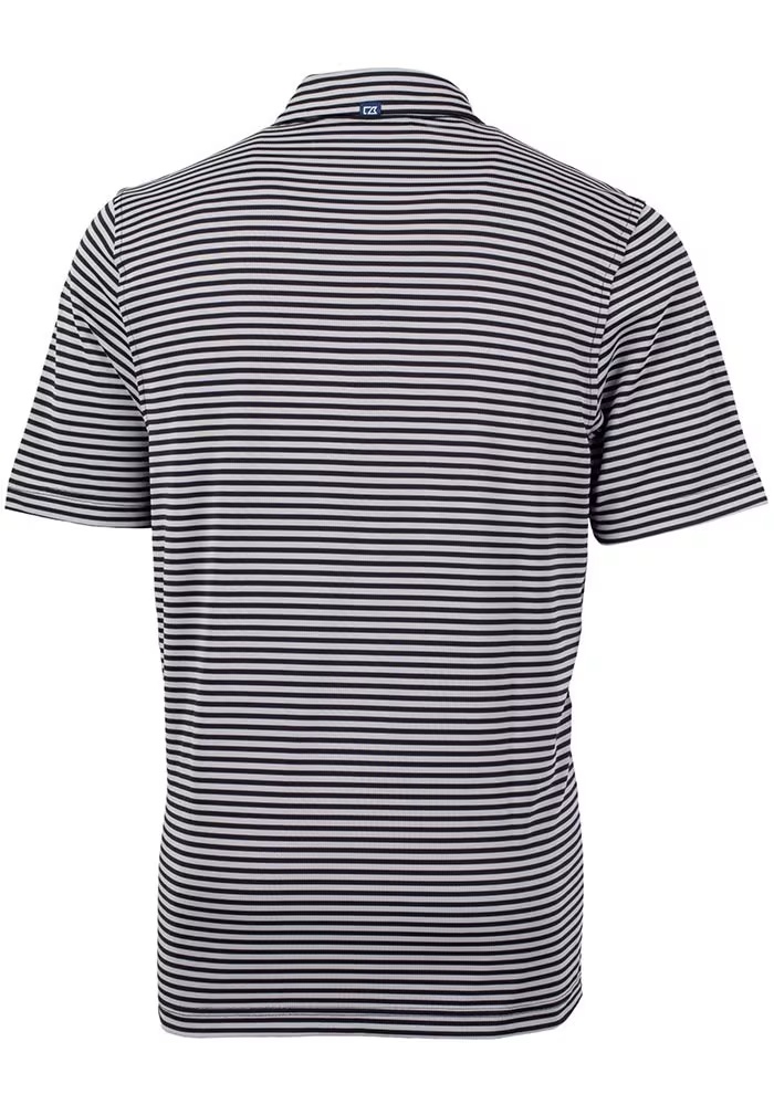 Big Ten Black Cutter and Buck Virtue Eco Pique Stripe Big and Tall Polo