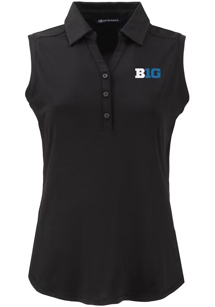 Womens Big Ten Black Cutter and Buck Forge Eco Polo Shirt