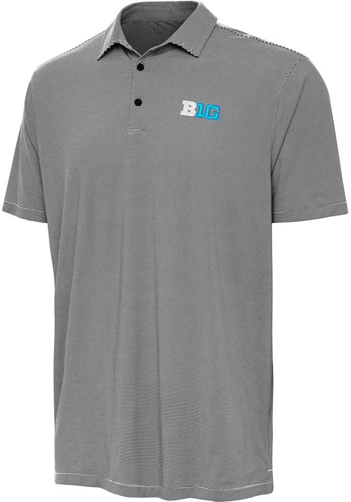 Mens Big Ten Black Antigua Twine Short Sleeve Polo Shirt