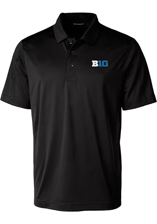 Mens Big Ten Black Cutter and Buck Prospect Short Sleeve Polo Shirt