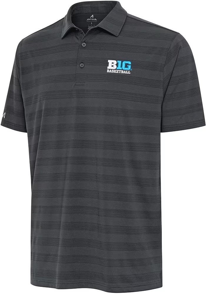 Mens Big Ten Charcoal Antigua 2025 Big Ten Basketball Tournament Short Sleeve Polo Shirt