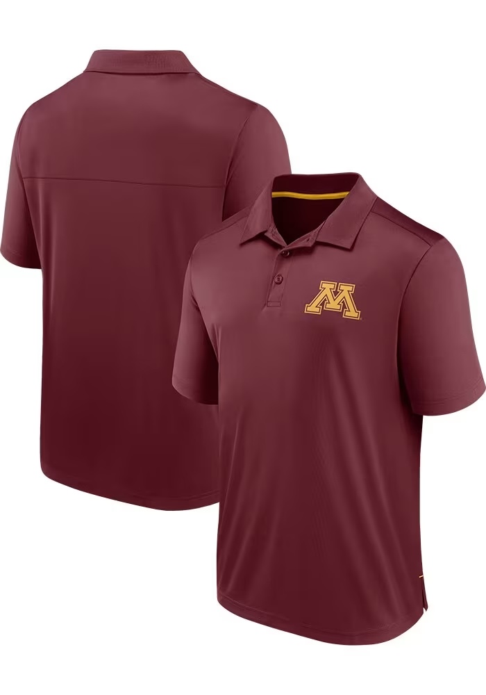 Mens Maroon Minnesota Golden Gophers Blocked Short Sleeve Polo Shirt