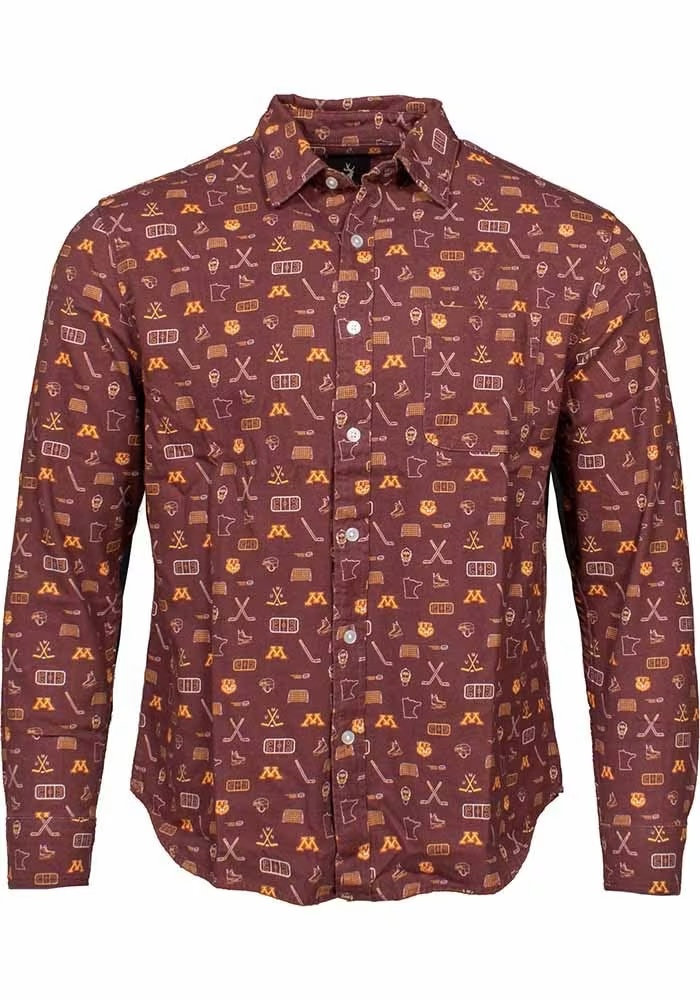 Mens Maroon Minnesota Golden Gophers HOCKEY Long Sleeve Dress Shirt