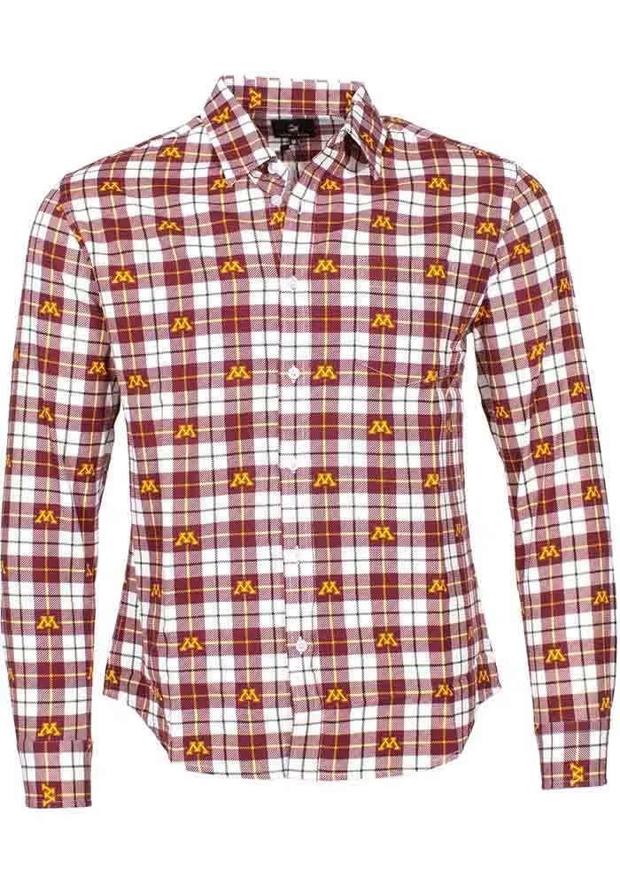 Mens Maroon Minnesota Golden Gophers PRIMARY LOGO Long Sleeve Dress Shirt