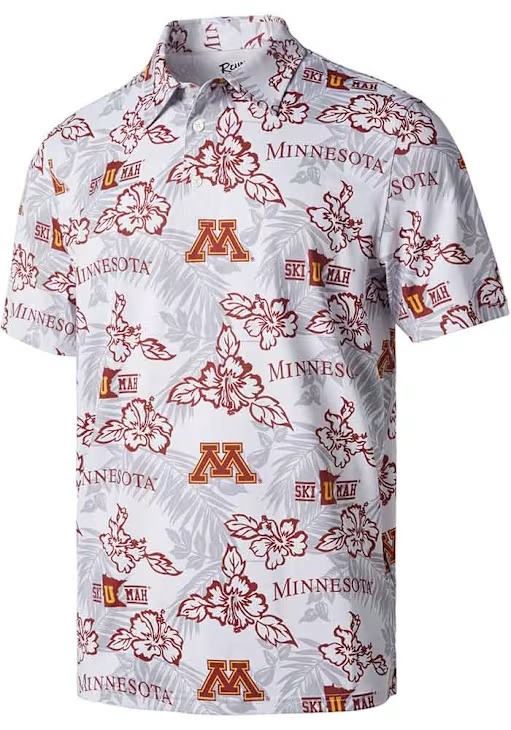Mens Minnesota Golden Gophers White Reyn Spooner PUA Short Sleeve Fashion Polo