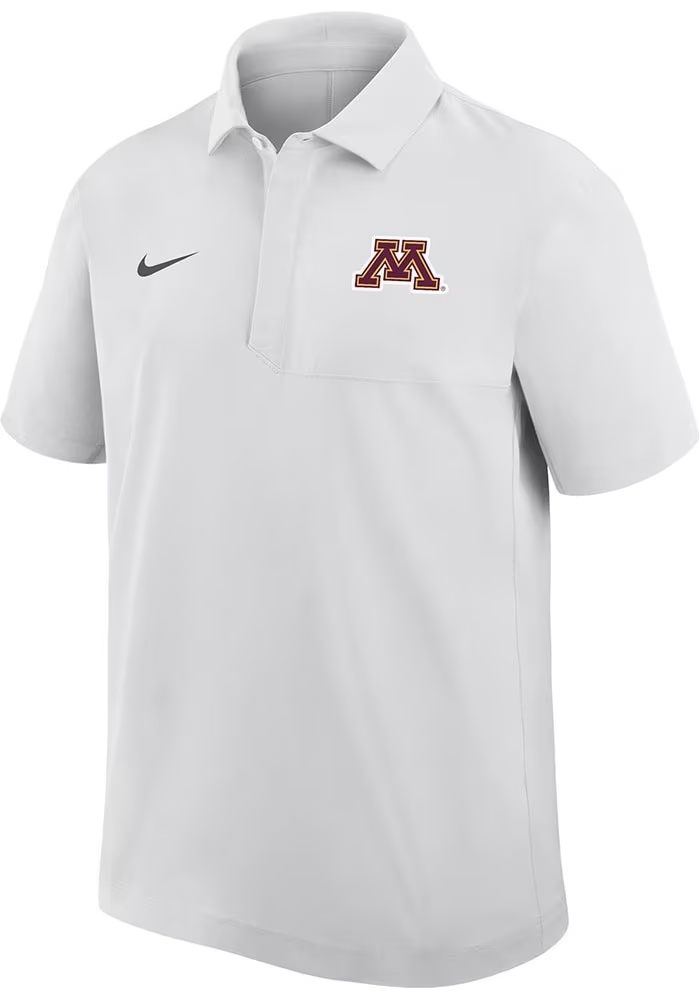 Mens Minnesota Golden Gophers White Nike 0 Sideline Woven Short Sleeve Polo Shirt