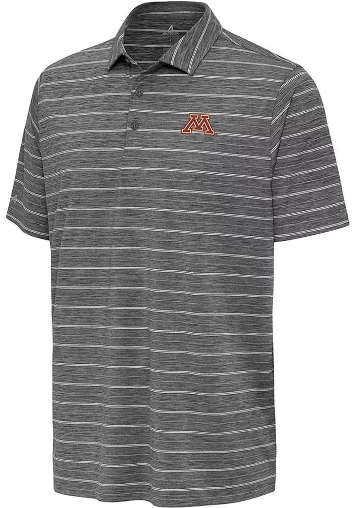 Mens Minnesota Golden Gophers Charcoal Antigua Primary Logo Short Sleeve Polo Shirt