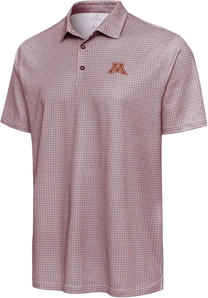 Mens Minnesota Golden Gophers White Antigua Breeze Short Sleeve Polo Shirt