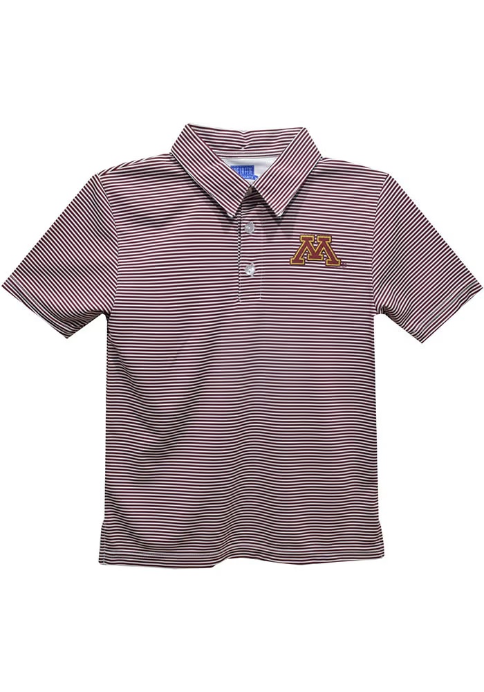 Youth Minnesota Golden Gophers Maroon Vive La Fete Pencil Stripe Short Sleeve Polo Shirt