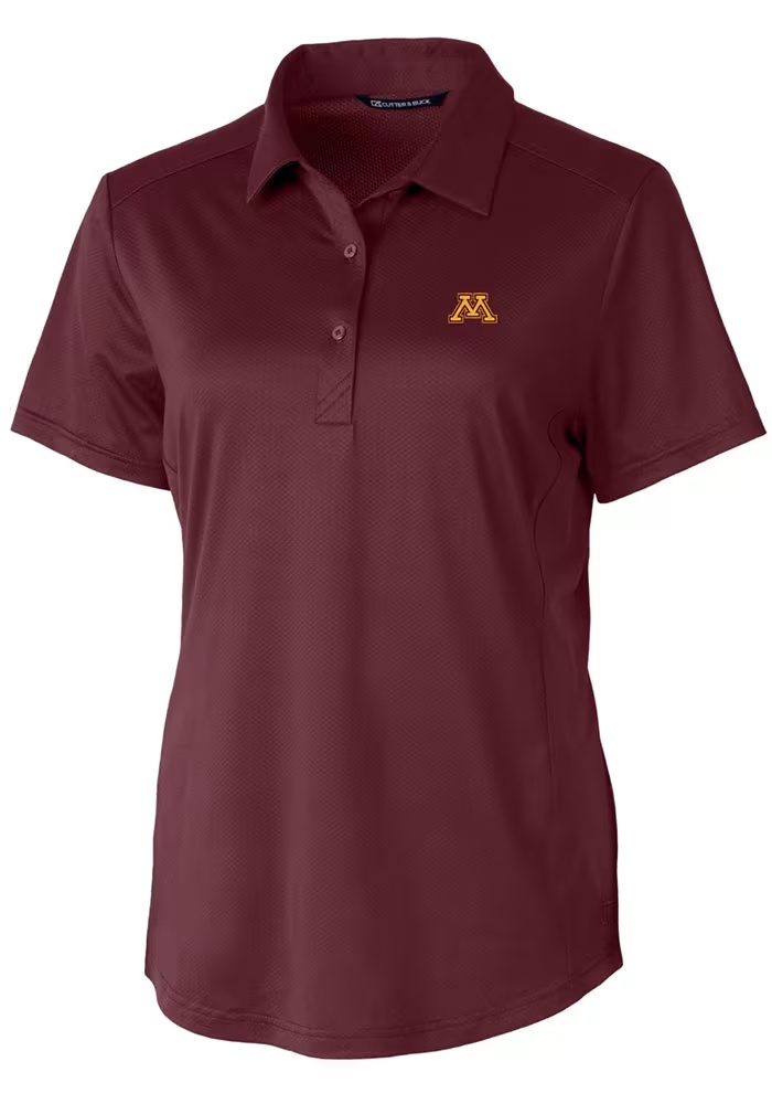 Womens Minnesota Golden Gophers Red Cutter and Buck Prospect Textured Short Sleeve Polo Shirt