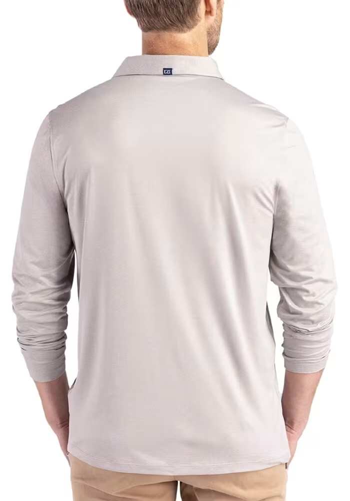 Mens Minnesota Golden Gophers Grey Cutter and Buck Vault Coastline Long Sleeve Polo Shirt