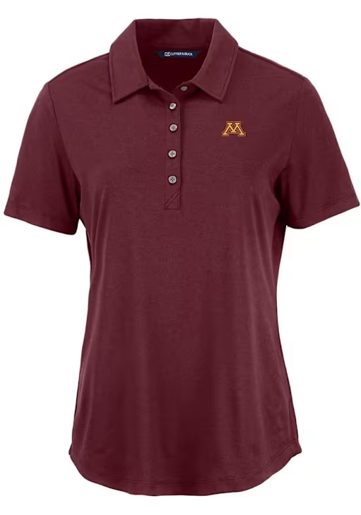 Womens Minnesota Golden Gophers Maroon Cutter and Buck Coastline Eco Short Sleeve Polo Shirt