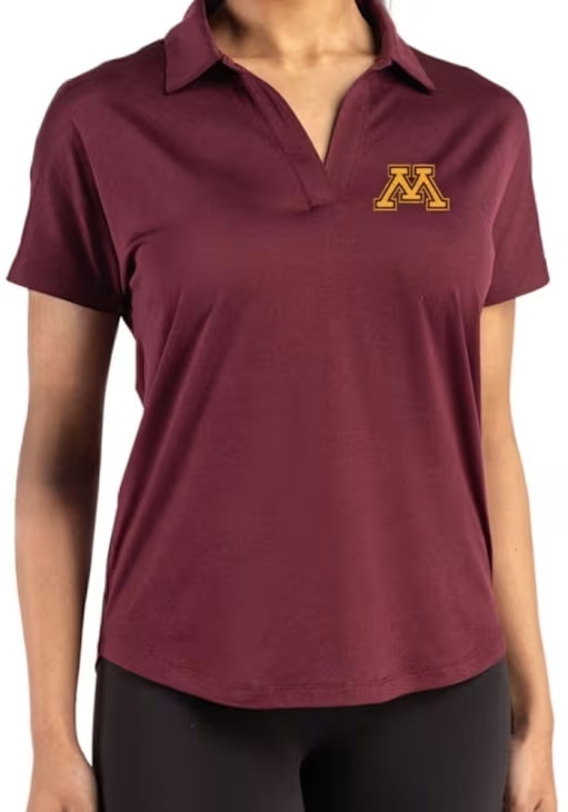 Womens Minnesota Golden Gophers Maroon Cutter and Buck Coastline Short Sleeve Polo Shirt