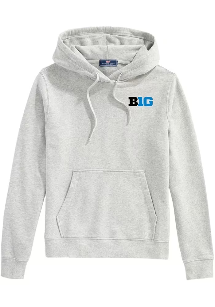 Mens Big Ten Grey Vineyard Vines Hood Hooded Sweatshirt
