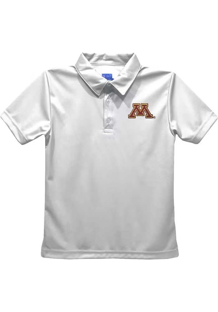 Youth Minnesota Golden Gophers White Vive La Fete Team Short Sleeve Polo Shirt