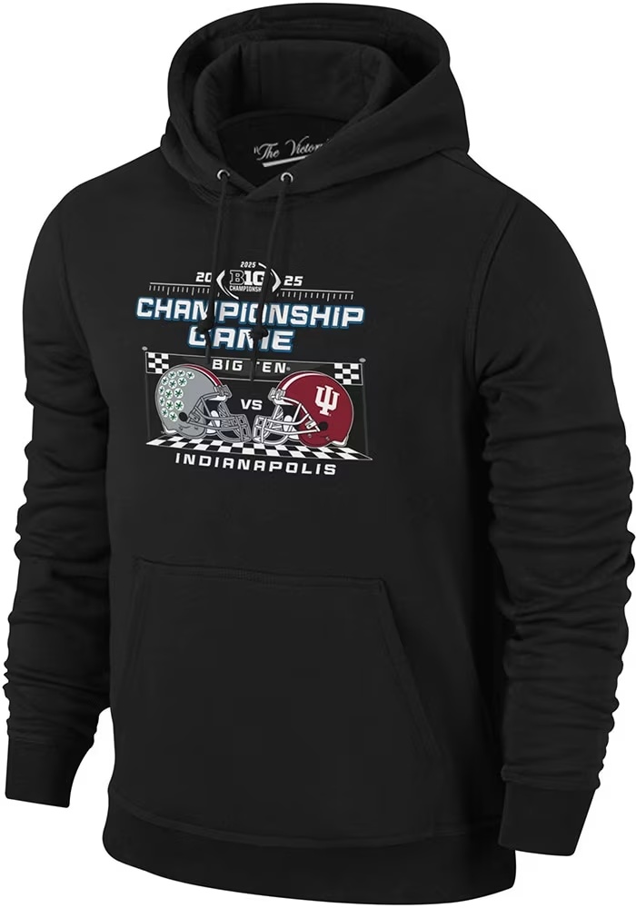 Mens Black Big Ten 2025 Football Championship Speedway Hooded Sweatshirt
